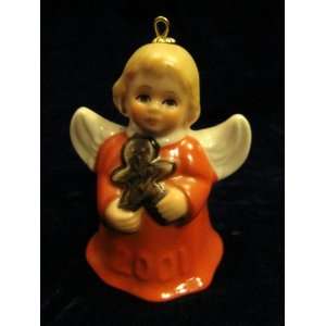  2001 Annual Dated Goebel Angel Bell Ornament   Red   26th 