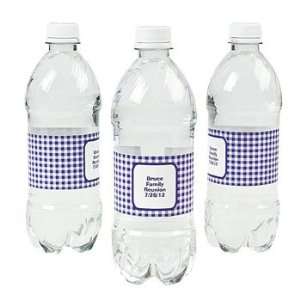 Personalized Purple Gingham Water Bottle Labels   Tableware & Bottle 