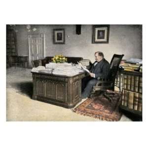  President Grover Cleveland at His Desk in the White House 