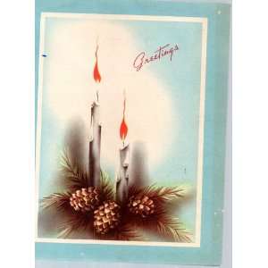  Vintage Christmas Card 1947 (Two Candles) Everything 