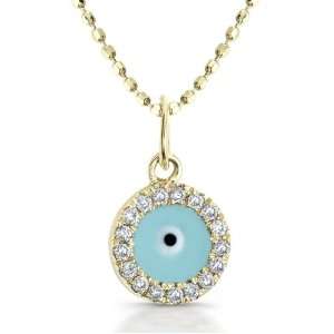  Victoria Kay 14k Yellow Gold Diamond and Light Blue Enamel Evil Eye 