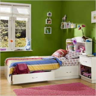 South Shore Logik Twin Mates Bed in Pure White Logik Bedroom Series 