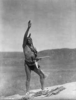 1907 Dakota man holding pipe Native American Indian  
