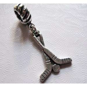 Hockey Sticks, Sterling Silver, Charm, Dangle Bead, European Style