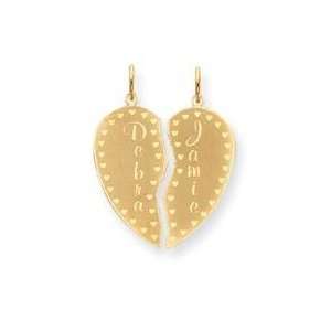  Two Piece Heart Nameplates in 14k Yellow Gold Jewelry