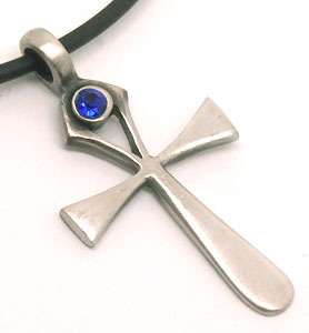 Pewter pendant of Ankh Cross of life W imitation crystal (5 colors to 
