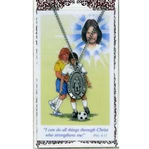  St. Christopher Girls Soccer Prayer Card and Medal Set 