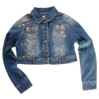   Girls Paint Splatter Cropped Denim Jacket: Explore similar items