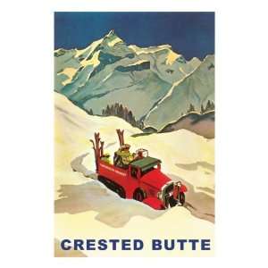  Truck Hauling Skiers, Crested Butte, Colorado Premium 