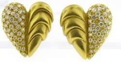 VAHE NALTCHAYAN 18k GOLD HEART 3CT DIAMOND EARRINGS  