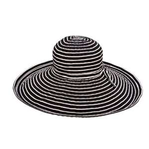  Ladies Black w/ White Striped Ribbon Hat 