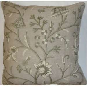  Crewel Pillow Tree of Life Neutrals on Natural Brown Club 
