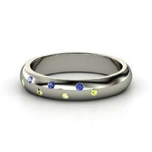  Starry Night Band, 14K White Gold Ring with Sapphire 
