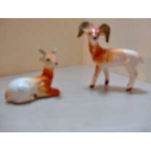  Mini Brown & White Deer/Mountain Goat   Set of 2: Home 
