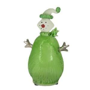  Green Glowing Snowman   Light Up Glass Figurine: Home 