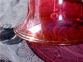 13 Tall Large Hand Blown Victorian Cranberry Bell w Clapper Great 