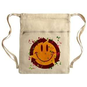   Bag Sack Pack Khaki Recycle Symbol Smiley Face 
