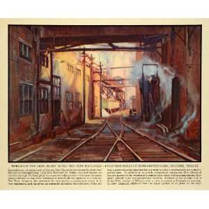  1931 Print Dow Plant Railroad Engine Track Detroit Art Chemical 