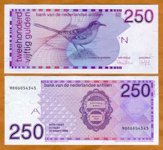 Netherlands Antilles, 250 Gulden, 1986 P 27 CV=$550 UNC  