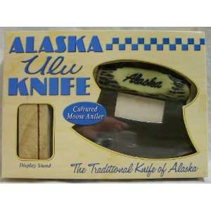  Alaska ULU Knife with Cultured Moose Antler Handle 