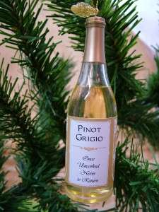 Wine Bottle Pinot Grigio Glasses New Christmas Ornament  