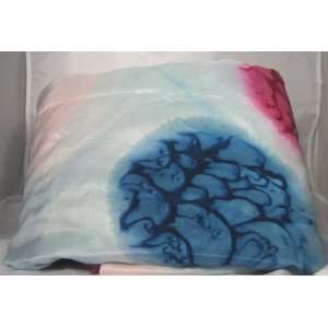  100% Authentic Silk Tie Dye Blue Red Queen Bed Sheets 