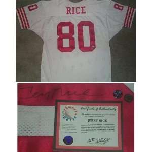 Jerry Rice Signed White Wilson Jersey:  Sports & Outdoors
