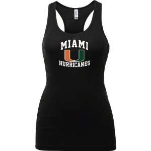  Miami Hurricanes Black Womens Aptitude Tank Top: Sports 