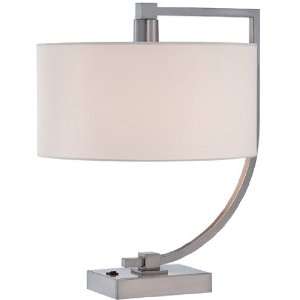 : Tyler Collection 1 Light 20ö Polished Steel Table Lamp with White 