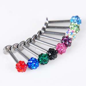 Mixed 16G Czech Crystal Lip Labret Ring Studs Monroe Stainless Steel 