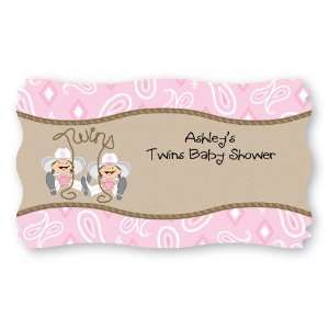  Twin Little Cowgirls   Set of 8 Personalized Baby Shower Name 