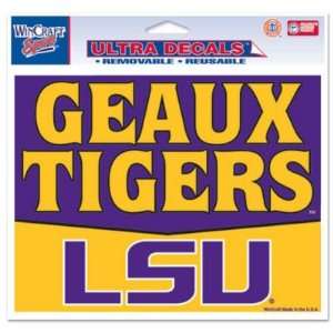  LSU Tigers GEAUX TIGERS 5x6 Cling Decal Sports 