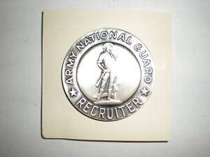 ARMY NATIONAL GUARD RECRUITER BADGE  SILVER OXIDIZED  