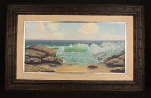   CALIFORNIA BEACH SEASCAPE OIL PAINTING LISTED W. EARLE BELL  