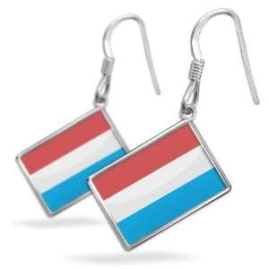  Earrings Luxembourg Flag with French Sterling Silver 