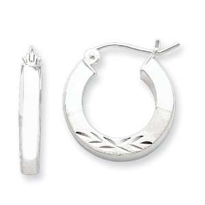   Sterling Silver Satin Finish 3.00mm D/C Tubed Hoop Earrings Jewelry