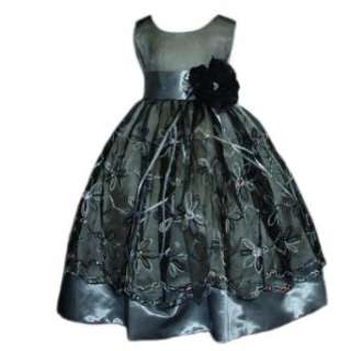  Silver Holiday Party Dress for Girls (Size 2 4 6 8 10 12 