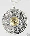 14K White Gold Sterling Silver Celtic Warrior Necklace Pendant Irish 