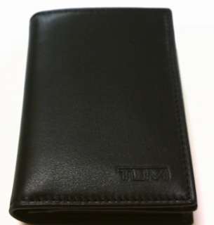 Tumi Mens Meridian Black Leather Gusseted Card Case Wallet w/ID 