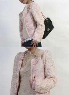 Romantic Rose Sleeve Tweed Jacket/Pink/US XS/S/M  