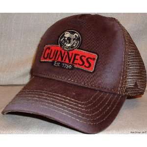 GUINNESS Bull Dog Logo Adult Size Brown Mesh Cap HAT 
