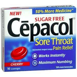   CEPACOL SORE THROAT XS SUGAR FREE CHER 16 EACH