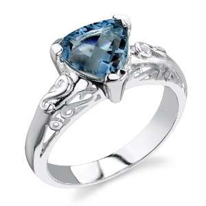 00 carats Trillion Cut London Blue Topaz Ring in Sterling Silver 
