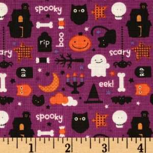  44 Wide Trick & Treat Spooky Purple Fabric By The Yard 