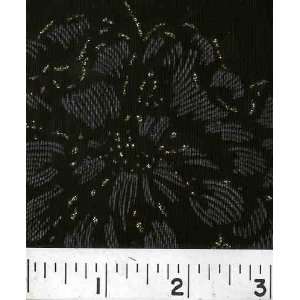  52 Wide METALLIC FLORAL BLACK Fabric By The Yard: Arts 