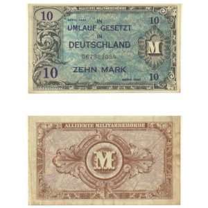  Germany 1944 10 Mark, Allied Military Currency, Pick 194a 