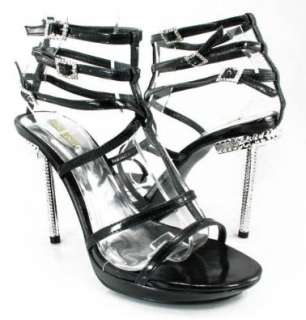  Jeweled Crystal Strappy Black Formal Sandals: Shoes