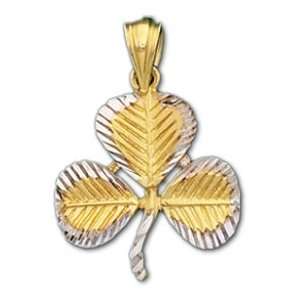  0.925 Sterling Silver and Gold Irish Celtic Clover Pendant 