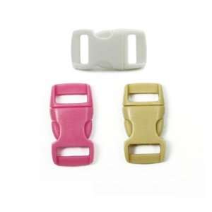 Mix of 150 White, Pink, Tan 3/8 Buckles (50 each) , Contoured Side 
