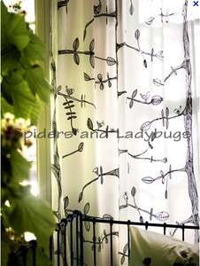   curtains 4 panels 57x98 tree bird leaf white black drapes EIVOR NEW
